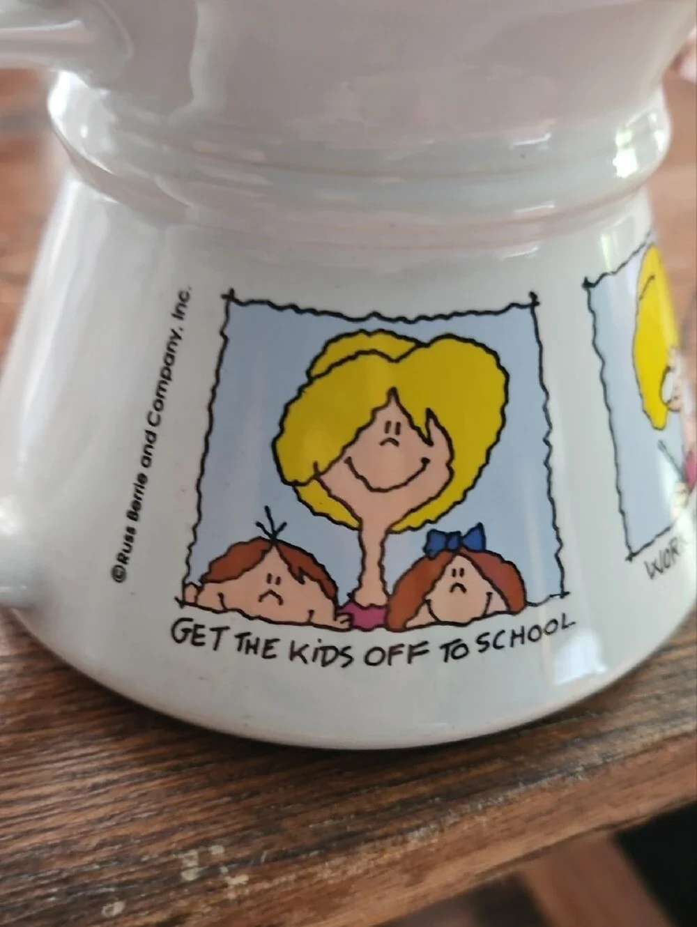 Vintage Cartoon Ceramic Non Spill Coffee Tea Mug Cup